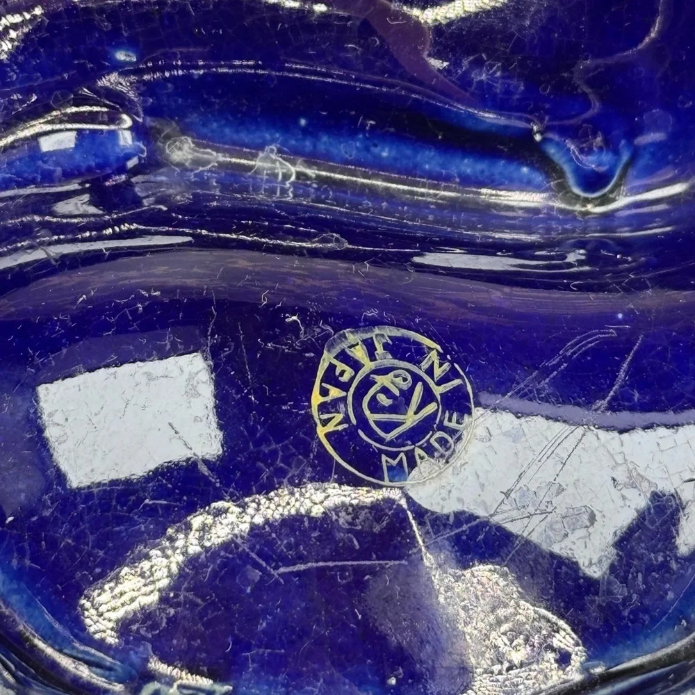 Vintage Tashiro Shoten Japan Cobalt Moriage Divided Candy Nut Dish